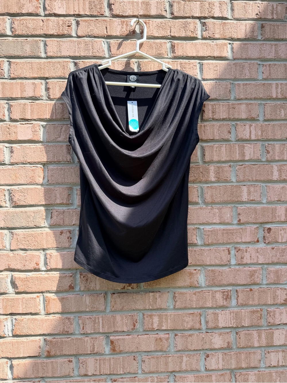 bobeau Black Draped Cowl Neck Sleeveless Blouse